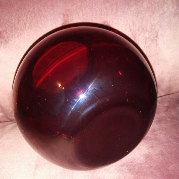 Vintage Royal Ruby Red Glass Globe Ivy Ball Flower Vase Gothic Candle Holder - Picture 4 of 6